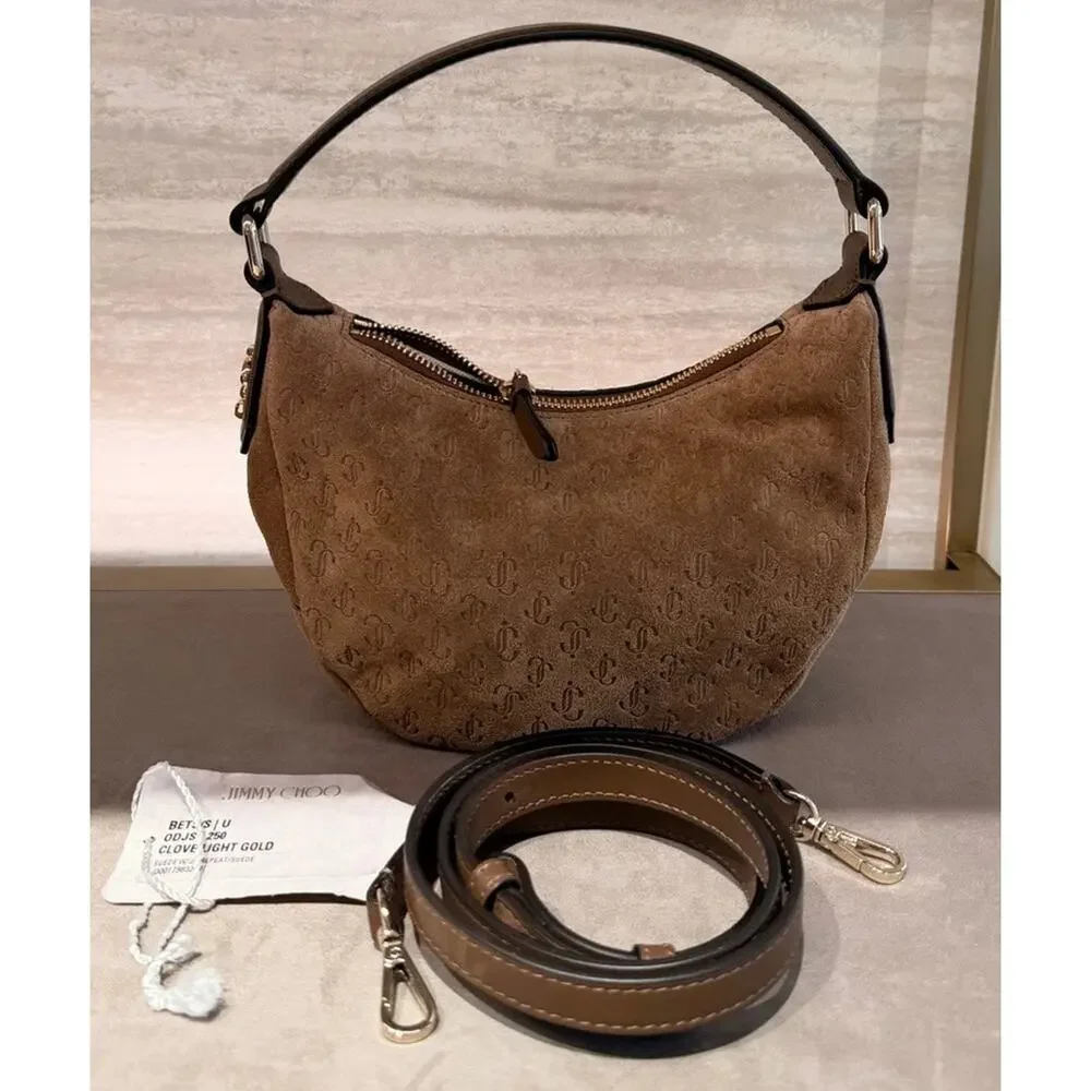 Jimmy Choo light Brown Suede Hobo crossbody Bag